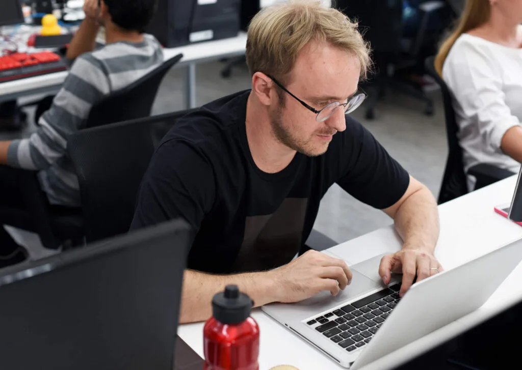 Developer working on a laptop